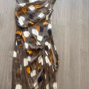 Diane von Furstenberg  Brown Abstract Print Sleeveless Maxi Dress